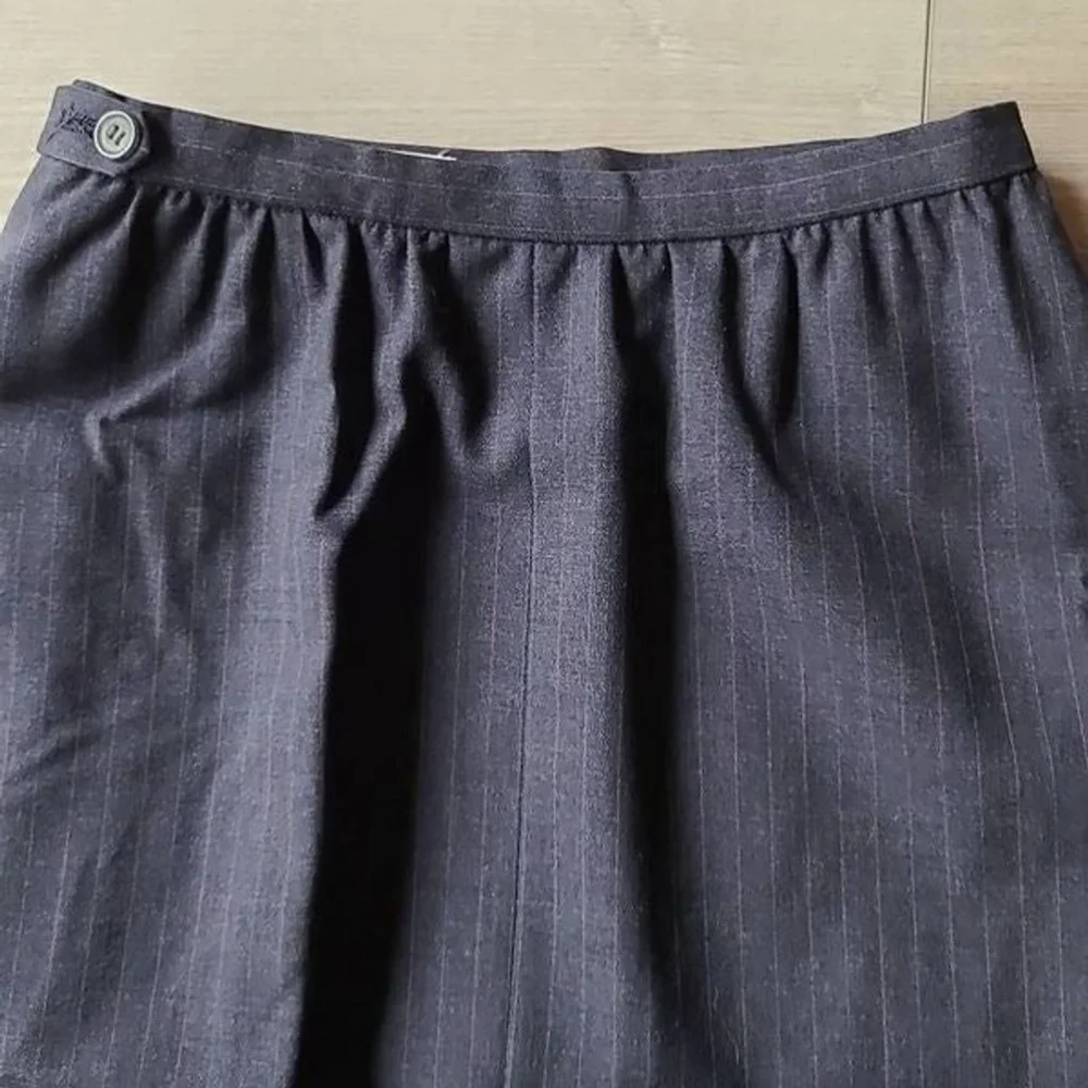 Cricketeer Dayton's Oval Room Tailored Long Lined Wool Skirt sz S Navy Pinstripe - Picture 2 of 7